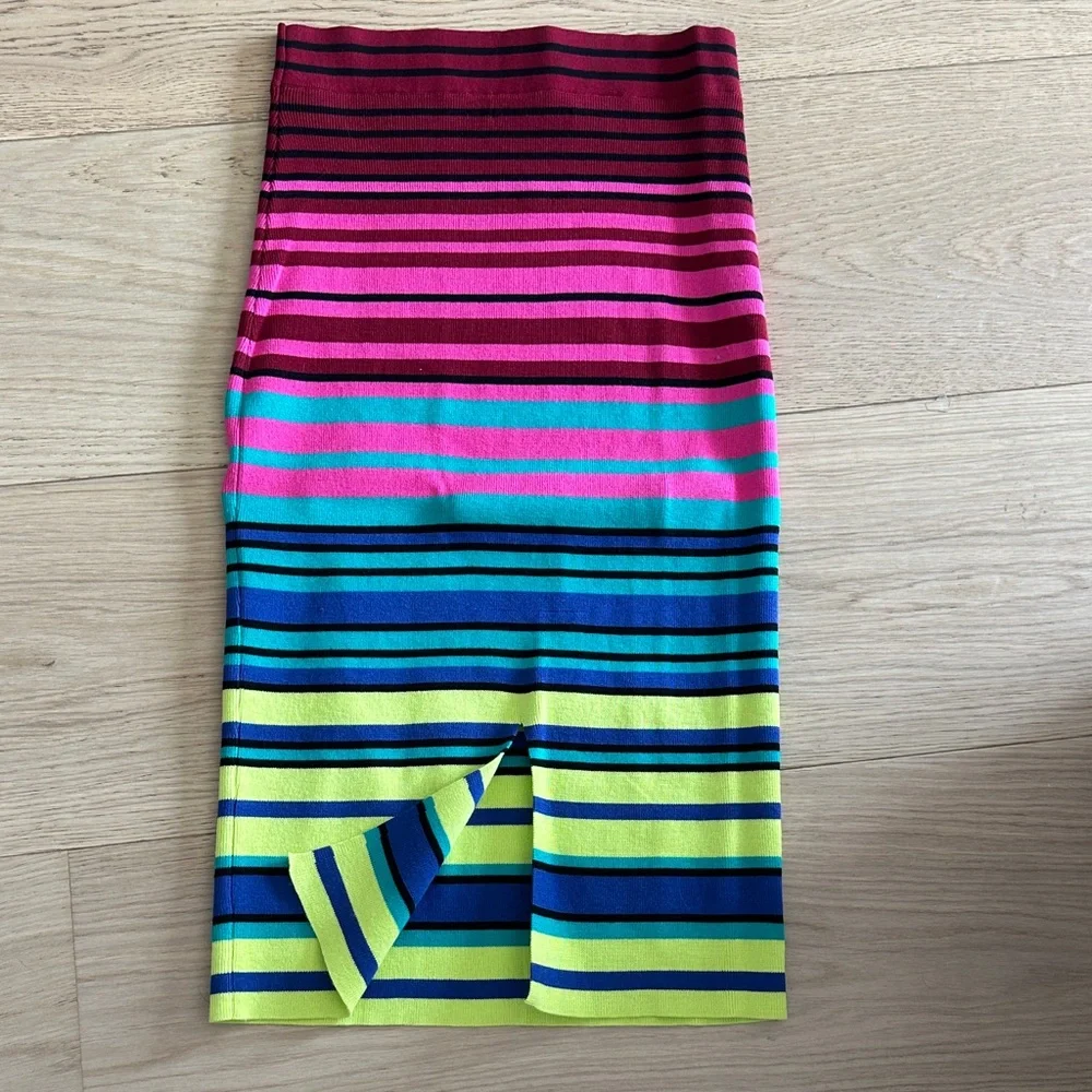 Striped Multicolor Women's Pencil Skirt - Picture 4 of 8